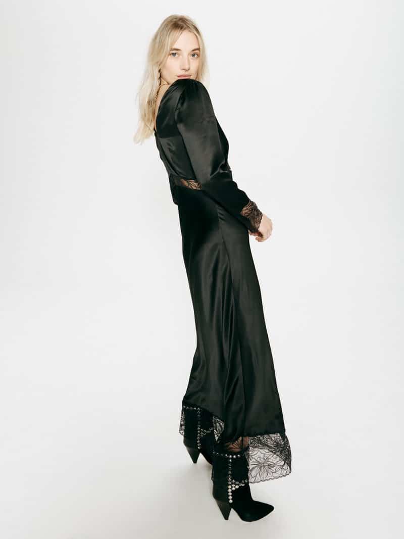 Hayley Menzies Kate Silk Lace Long Sleeved Dress Black - Cocaranti