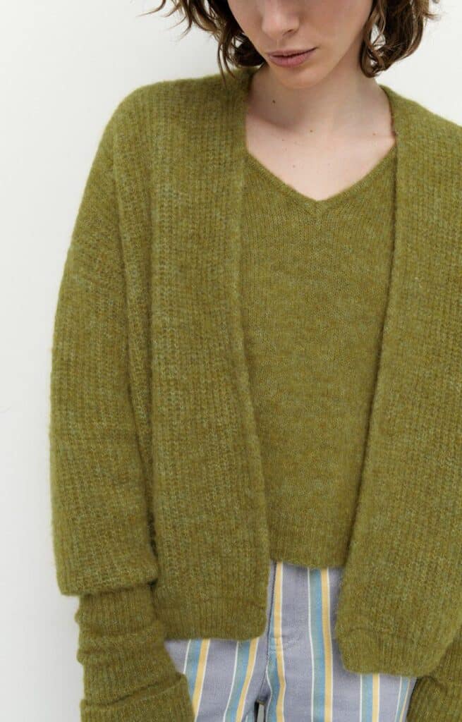American Vintage East Short Cardigan Pistachio Melange Cocaranti