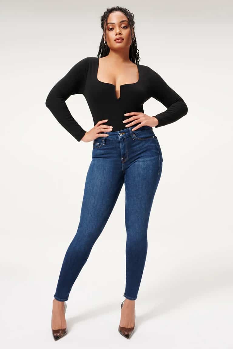 Good American Good Legs High Rise Gap-Proof Waistband Stretch Denim Skinny  Jeans