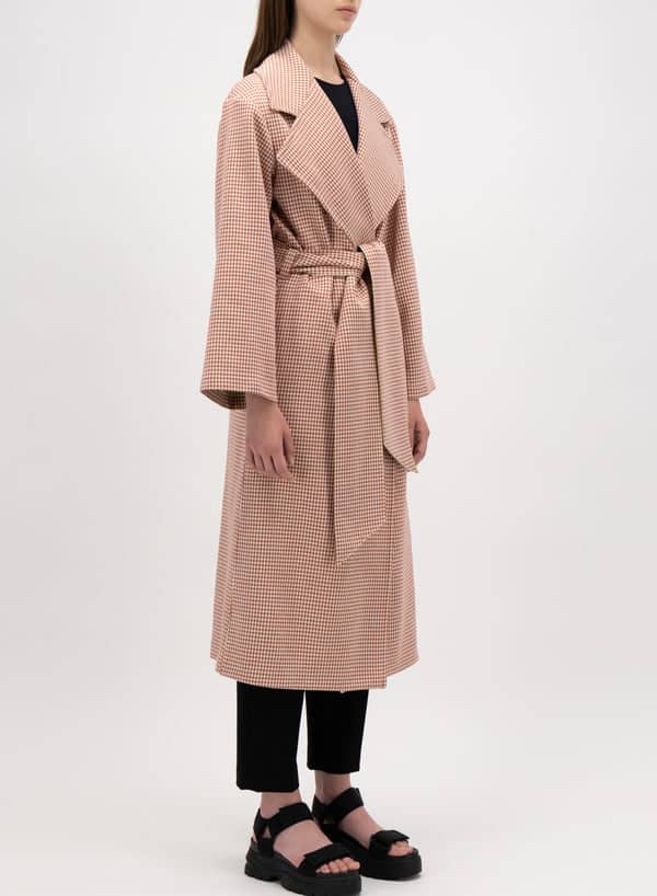 Harris Wharf Long Belted Coat biocolour houndtooth - Cocaranti