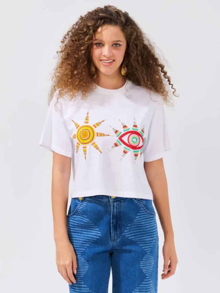 Hayley Menzies Embellished T-Shirt Sun wink flower - Cocaranti