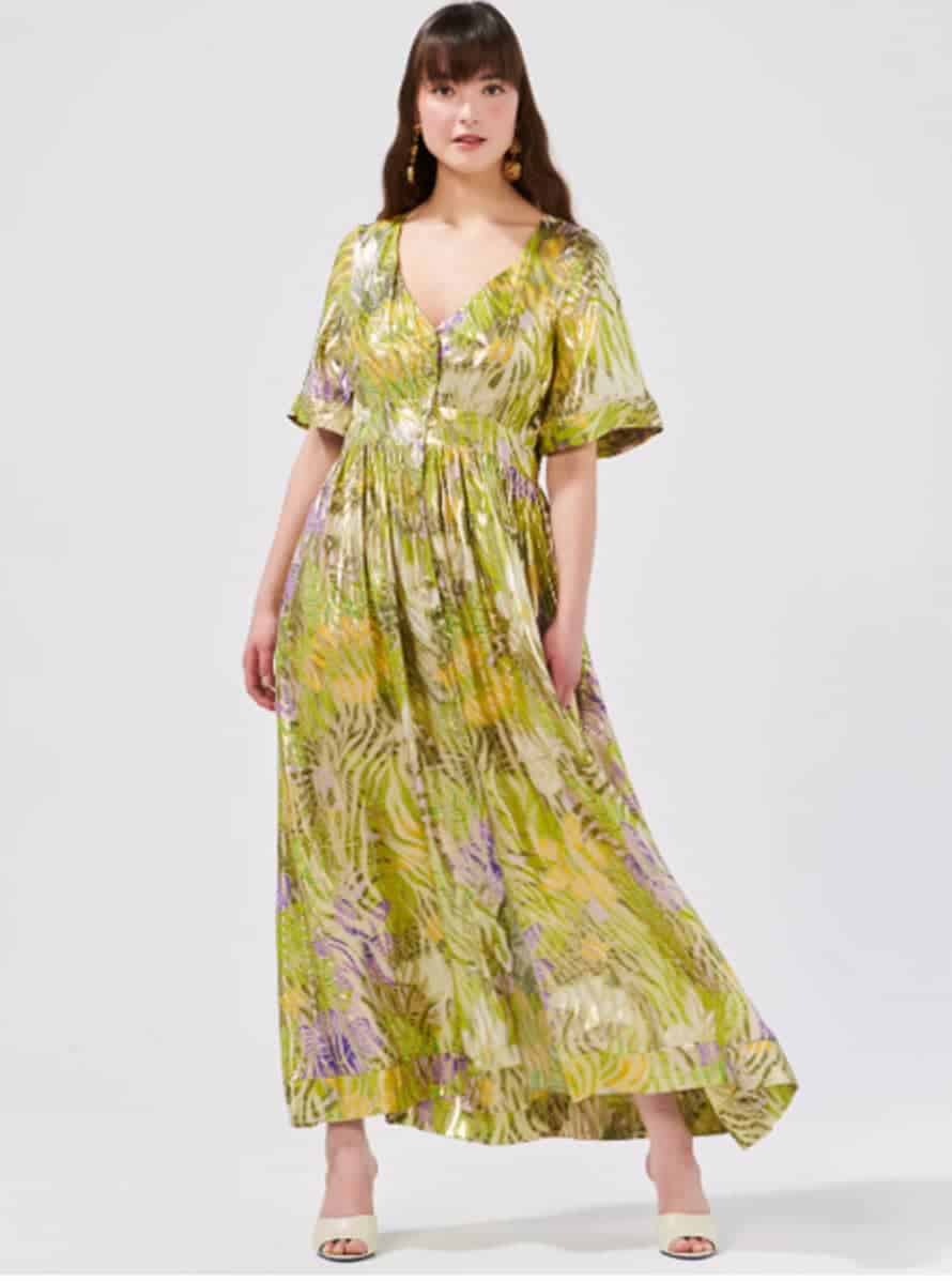 Hayley Menzies Tropical Silk Lurex Jacquard Shirt Dress Tropical ...