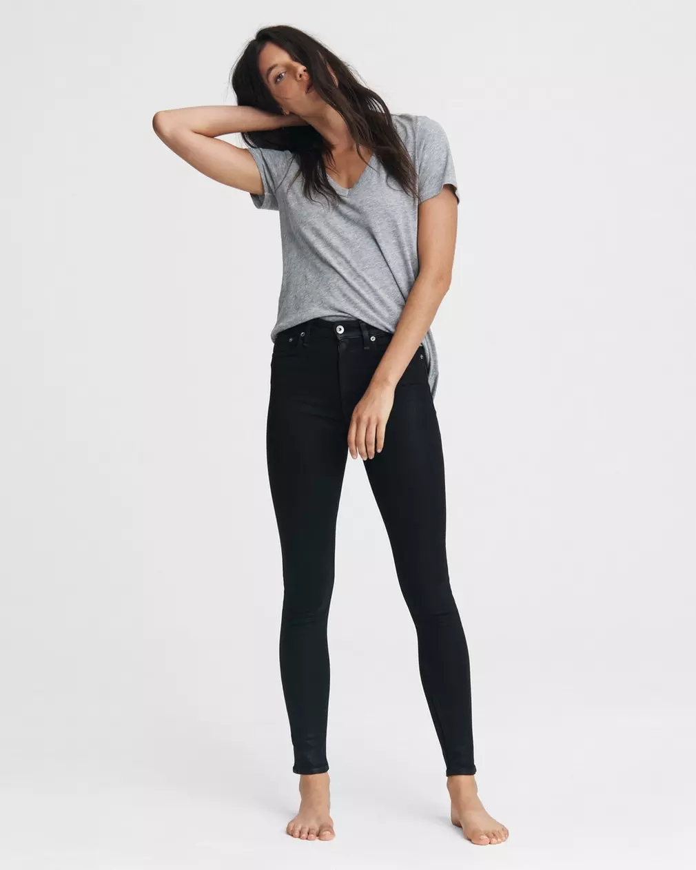 Rag Bone Nina High Rise Skinny Coated Black Cocaranti